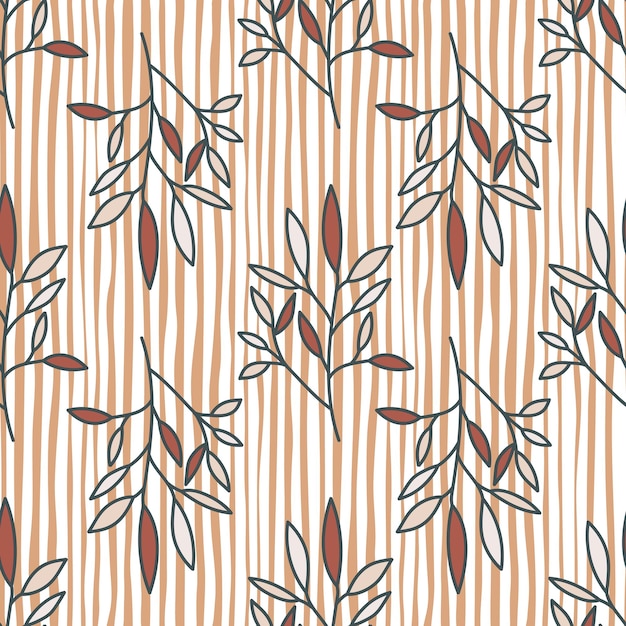 Simple outline leaves seamless pattern Modern leaf wallpaper