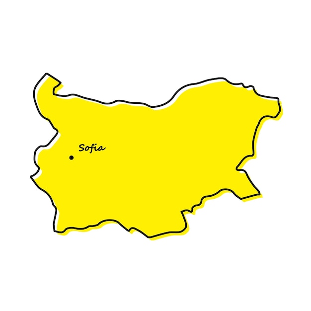 Simple outline map of Bulgaria with capital location