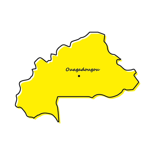 Simple outline map of Burkina Faso with capital location