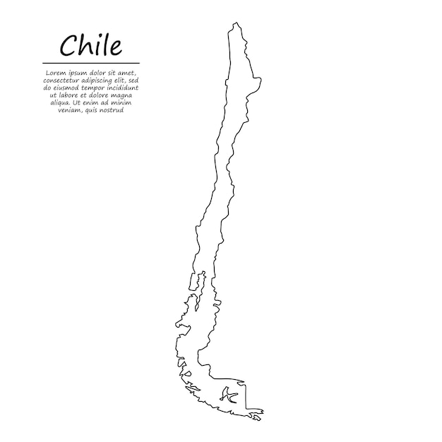 Simple outline map of Chile, in sketch line style