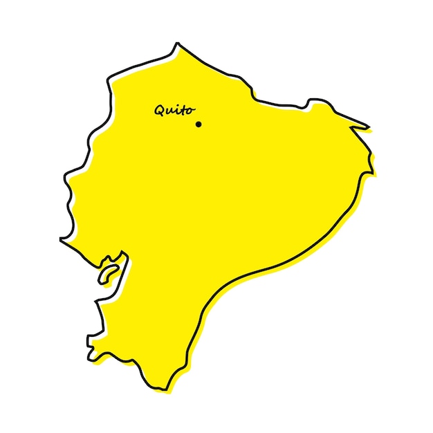 Simple outline map of Ecuador with capital location