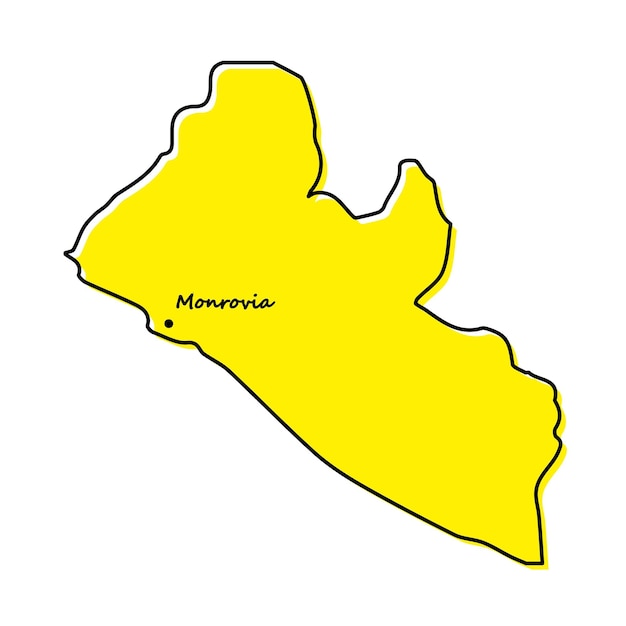 Simple outline map of Liberia with capital location