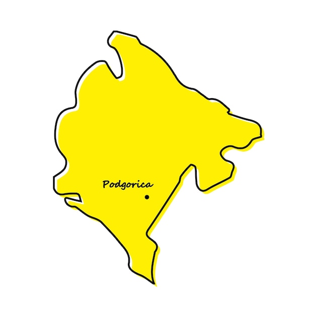 Simple outline map of Montenegro with capital location