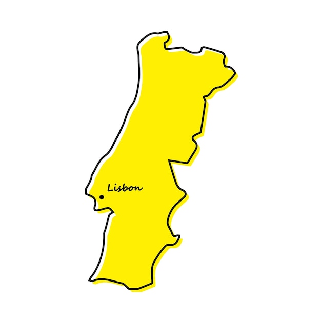 Simple outline map of Portugal with capital location