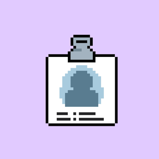 simple personal data document with pixel art style