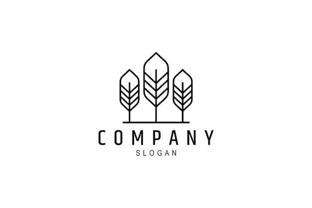 Simple Pine Tree logo in linear design style