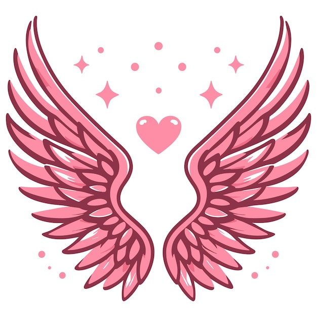 simple pink illustration of an angels wings on white background