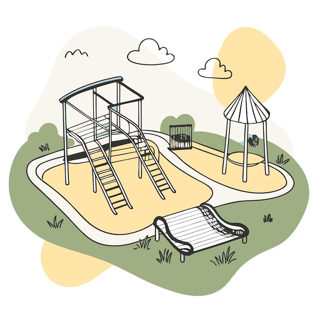 Vector a simple playground with slides and a gazebo for children39s play