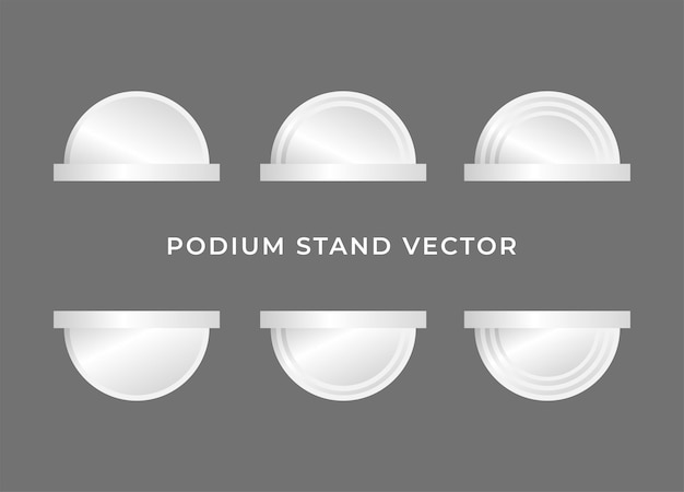 Simple podium stand 3D vector whit white shape Background or frame are different step on grey background The podium can be put text or product on the podium