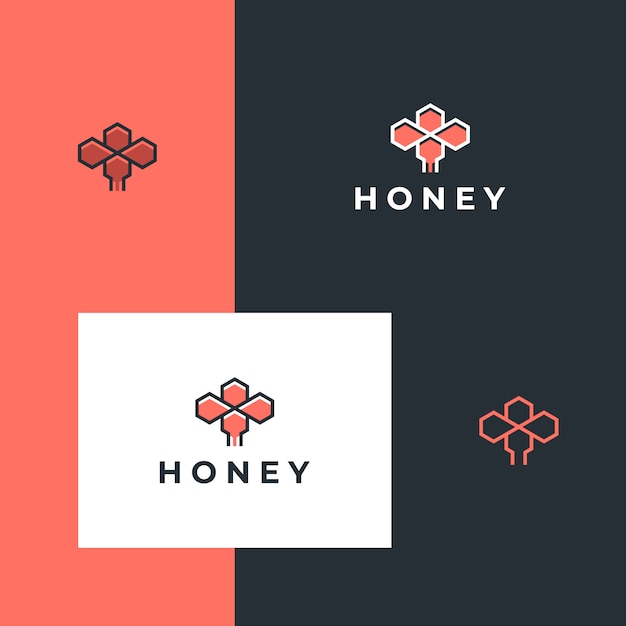 Simple polygon honey bee logo design inspiration