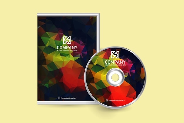 Simple polygonal business red and black color DVD case and disc label template