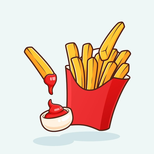 simple potato fries with ketchup isolated vector design illustration