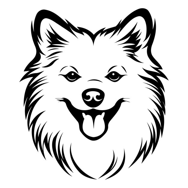 A simple yet powerful black and white illustration of a friendly dog perfect for branding logos or petrelated designs