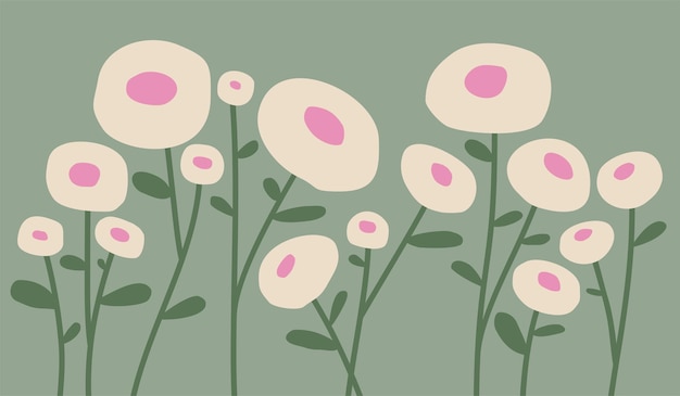 Simple and pretty flowers background vector design template