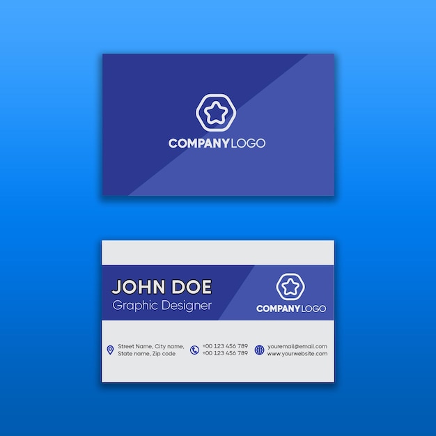 Simple Professional Light Blue and White Business Card Design Template