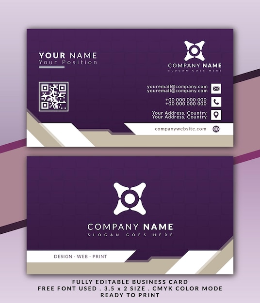 Simple purple and white business card