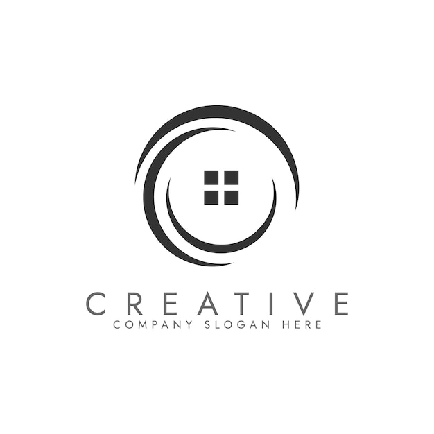 Simple real estate house logo design template