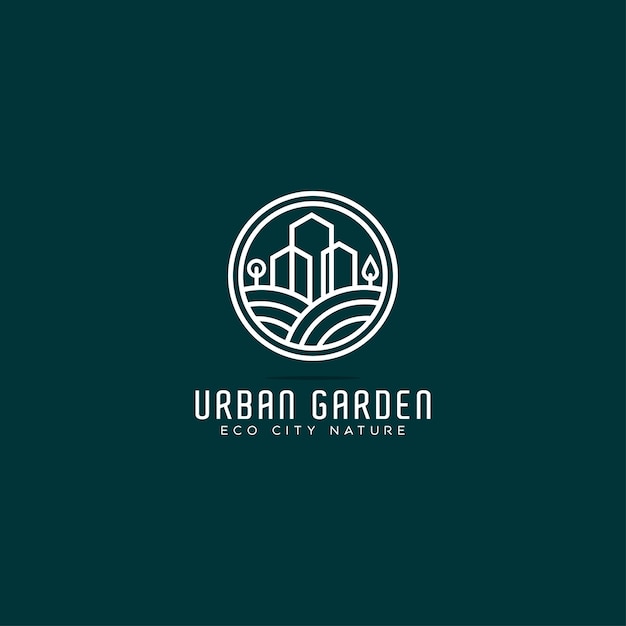 Simple real estate urban gardener in circle linear style logo design eco city logo design