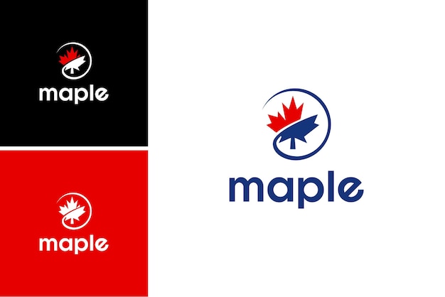 simple red maple leaf logo design, canada symbol vector