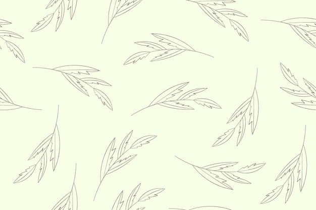 Simple retro leaves botanical seamless pattern on beige background