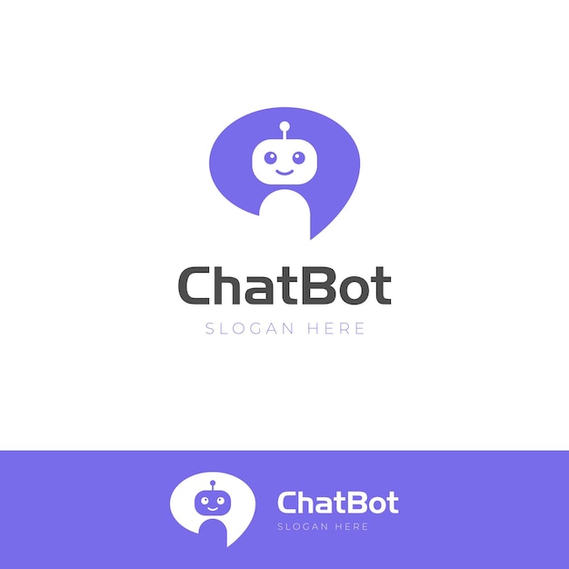 Simple Robot icon logo design Chat Bot sign for support service concept Chatbot minimalist flat style logo