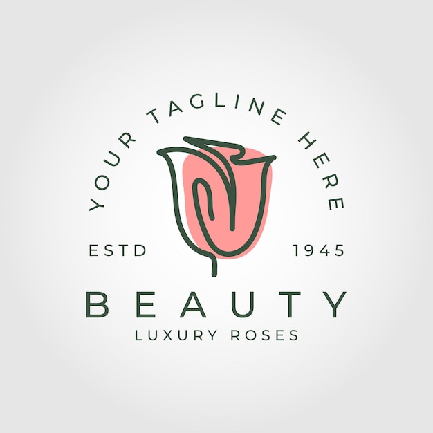 Simple rose flower icon logo vector illustration design