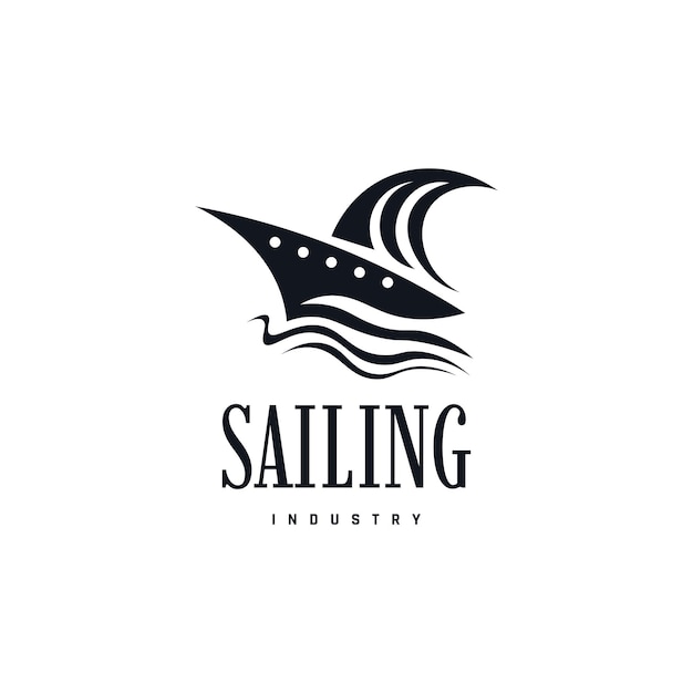 Simple Sailboat Logo Design with Wave Element