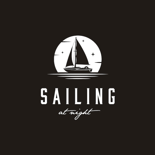 Simple Sailing Yacht Silhouette Logo design inspiration 