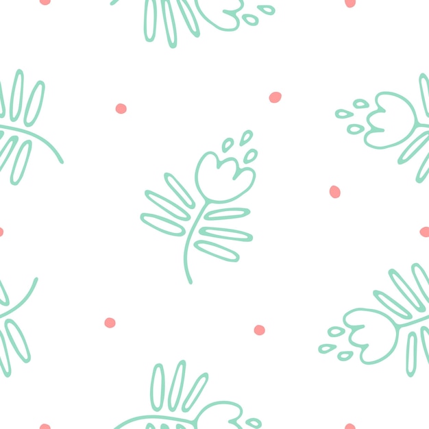 Simple scandinavian vector pattern with cartoon flowers for textile wrappers decor print cards