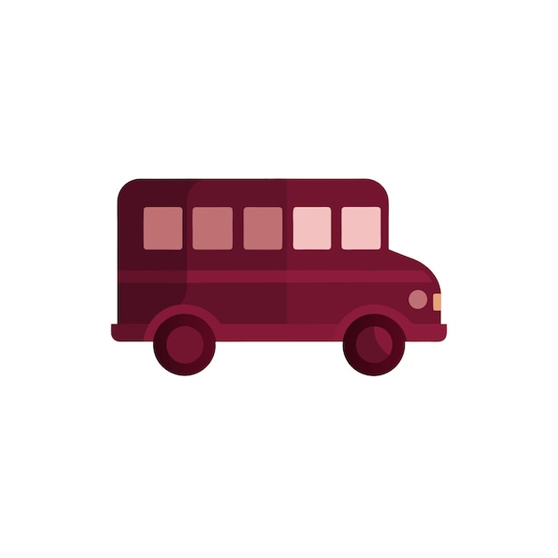 Simple School bus flat illustration clipart cartoon style American education