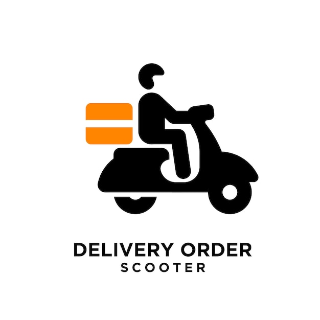 Simple scooter delivery courier black logo icon design