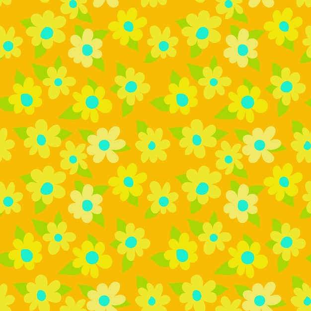 Simple seamless floral vector yellow pattern