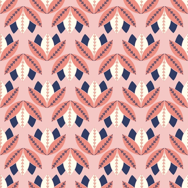 Simple seamless geometric folk floral pattern