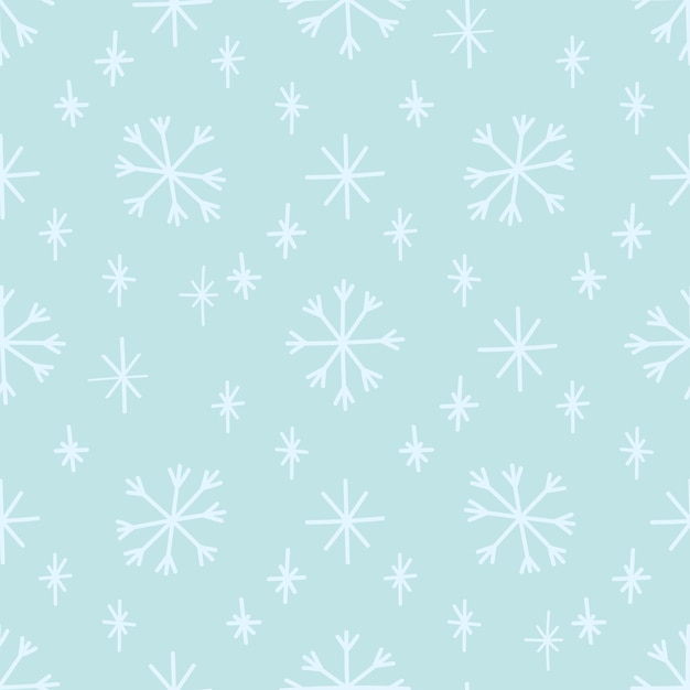 Simple seamless pattern with snowflakes Hand drawn Christmas Vector for wrapping paper fabric print background design