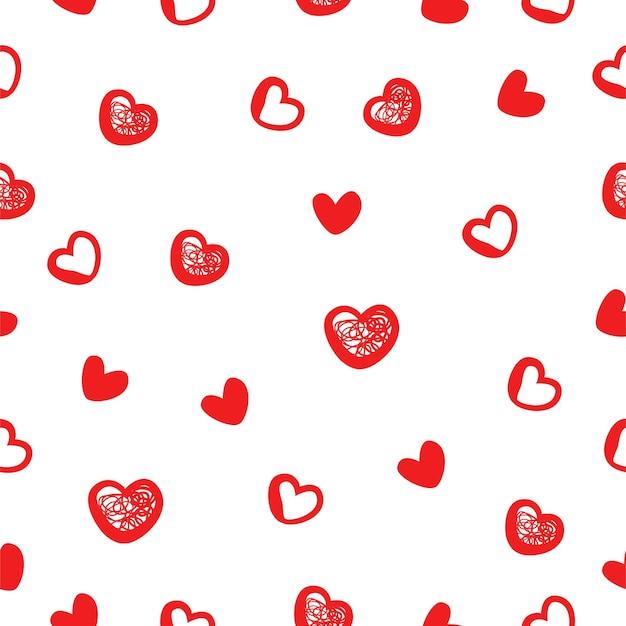 Simple Seamless Vector hand drawing Sketch background Red Love