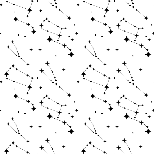 Vector simple seamless vector pattern of a zodiac sign constellation