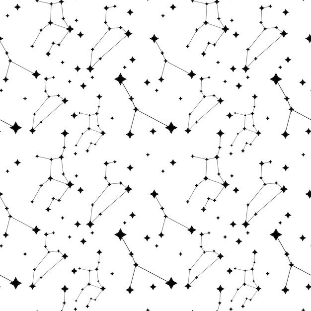 Vector simple seamless vector pattern of a zodiac sign constellation