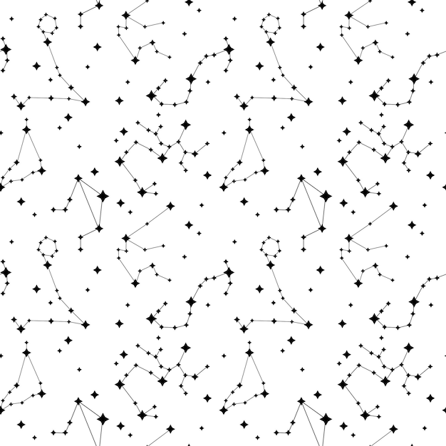 Vector simple seamless vector pattern of a zodiac sign constellation