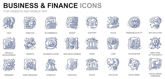 Simple Set Business and Finance Line Icons for Website and Mobile Apps