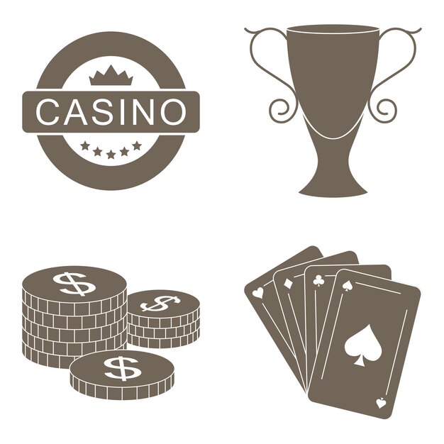 Simple set collection of gambling related vector icons Vector black casino icons set