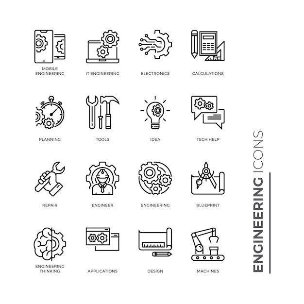 Simple Set of Engineering icon, Related Vector Line Icons