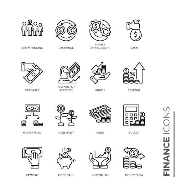 Simple Set of Finance icon, Related Vector Line Icons