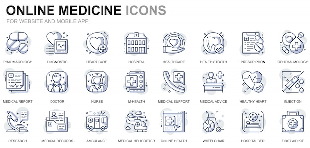 Simple Set Healthcare and Medical Line Icons for Website and Mobile Apps