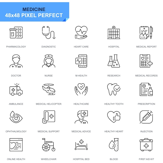 Simple Set Healthcare and Medical Line Icons