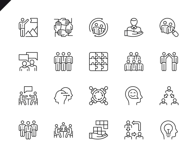 Simple Set of Teamwork Related Vector Line Icons.