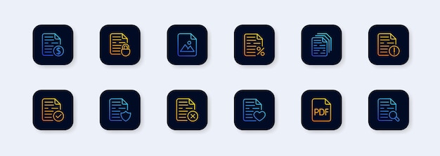 Simple set of vector line icons related to financial report Realistic documents icon Working documentation files Clipboard and folder Vector document symbol set