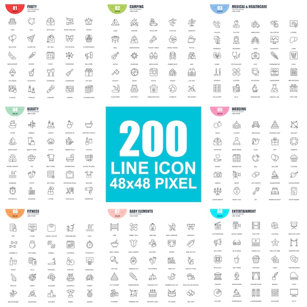 Simple set of vector thin line icons