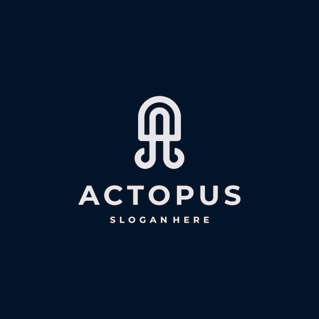 Simple Shape Octopus Animal with Initial Letter A logo Design Inspiration