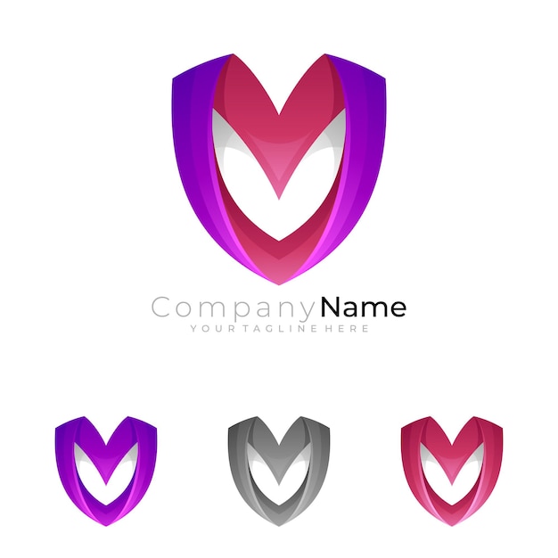 Simple shield logo with security icon template