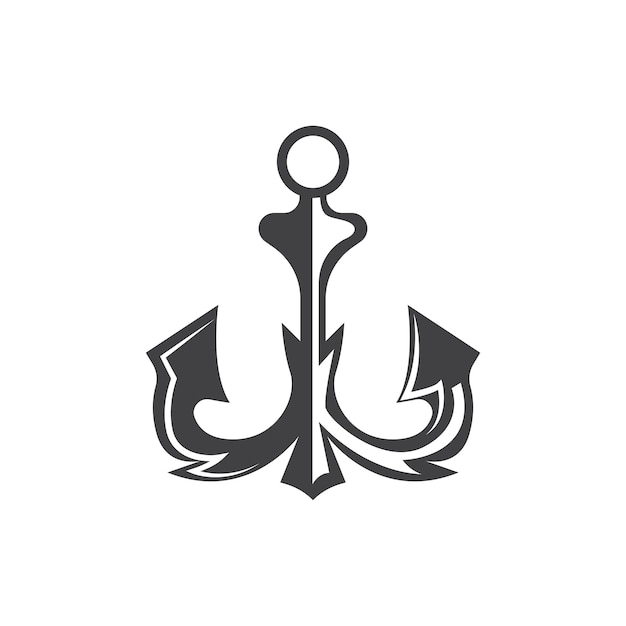 Simple Ship Anchor Logo Design Silhouette Vector Illustration